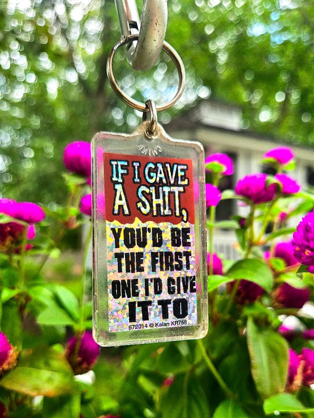 Vintage 2014 Kalan Holographic Gag Keychain – "If I Gave A Shit..." Funny Novelt